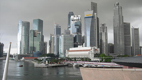Stadtstaat mit Skyline: Singapur.
