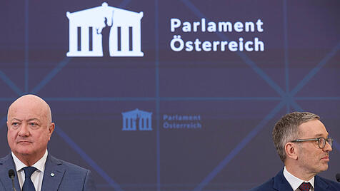 Christian Stocker und Herbert Kickl bei Pressekonferenz