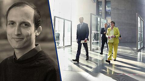 Merz, Klingbeil, Esken und S&ouml;der treten vor die Presse, um ihre Koalition zu verk&uuml;nden