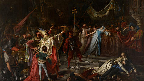 Der &bdquo;Sacco di Roma&ldquo; (Ausschnitt) auf einem Gem&auml;lde von Francisco Javier Am&eacute;rigo y Aparici (1842&ndash;1912).