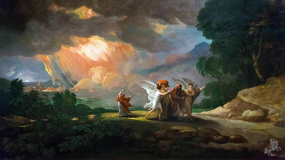 Die biblische Flucht von Lot und seiner Familie aus Sodom