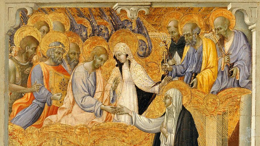 Mystische Vermählung der heiligen Katharina mit Christus. Gemälde von Giovanni di Paolo in Siena.