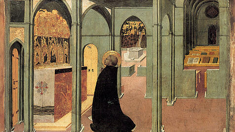 Sassetta malte um 1400 herum Thomas von Aquin, versunken im Gebet.
