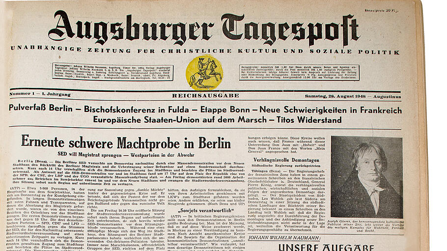Titelblatt Augsburger Tagesblatt von 1948