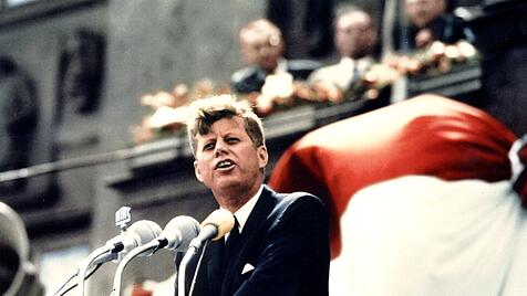 John F. Kennedy bei seiner Rede vor dem Schöneberger Rathaus