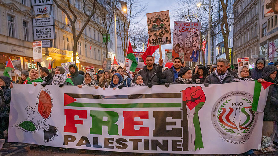 Free palestine bei Demo in Wien