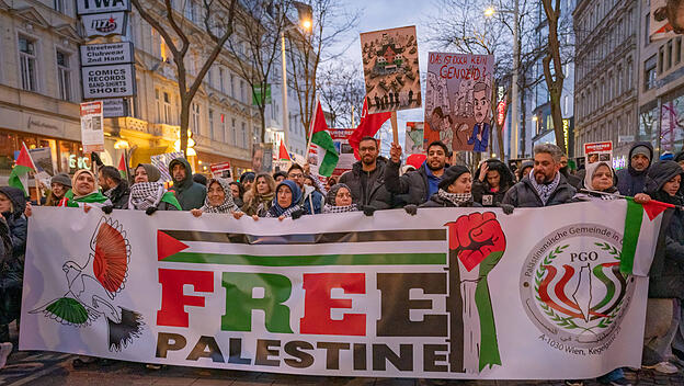 Free palestine bei Demo in Wien