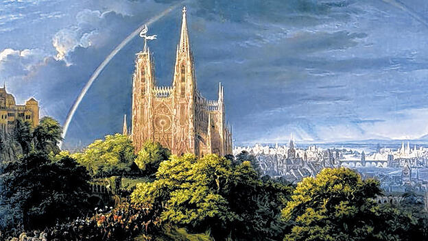 Karl Friedrich Schinkel: Mittelalterliche Stadt an einem Fluss, 1815
