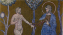Mit Gott zusammenarbeiten: Dazu ist der Mensch berufen. Ein Mosaik zeigt Gott mit Adam im Garten Eden.