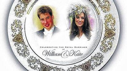 Prinz William und Kate Middleton lächeln für das Volk auf einem Teller