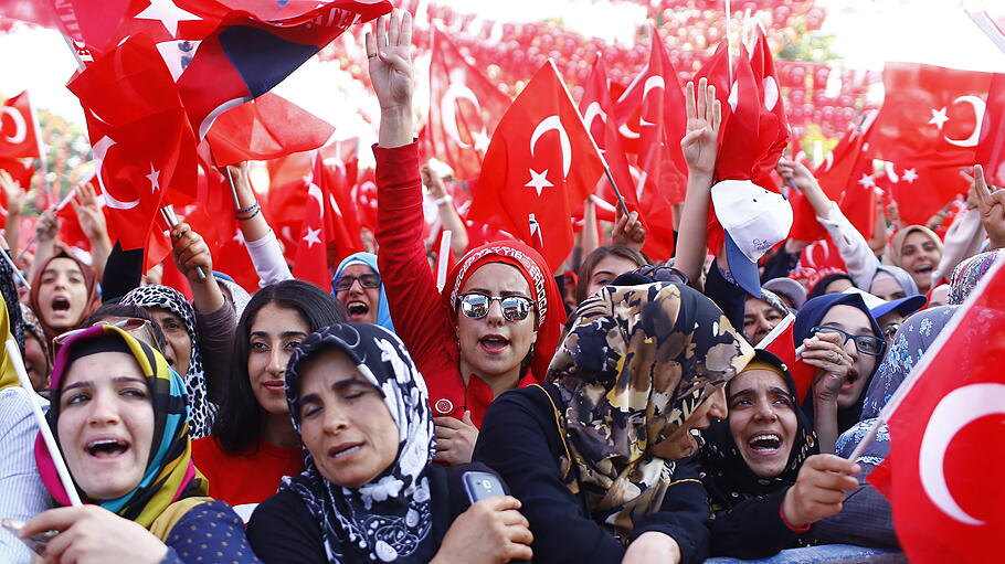 Turkish President Recep Tayyip Erdogan attends a rally in Gaziant