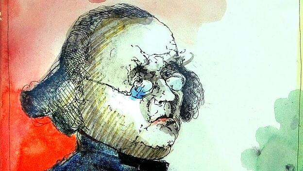 Eduard Mörike dargestellt auf einer Farbradierung von Simon Dittrich