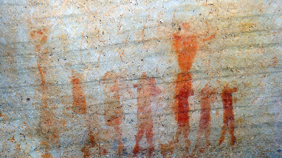 Alte Felszeichnungen der San, Ureinwohner Suedafrikas, Sevilla Rock Art Trail, Cederberge nahe Clanwilliam und Wuppertal