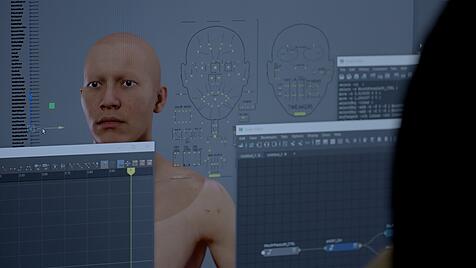 Am Computer entsteht mit grafischer und sonstiger Information ein Avatar der Person, die dadurch virtuell unsterblich werden soll.