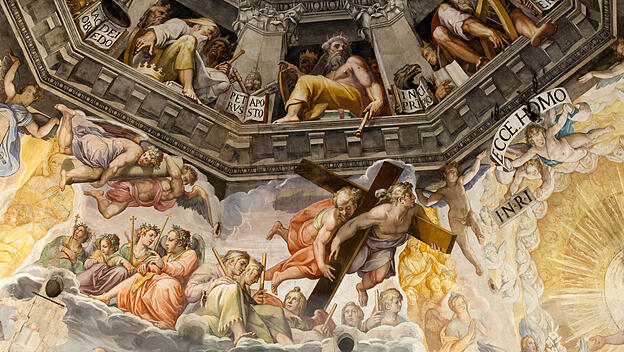 Ein Fresko von Giorgio Vasari und Federico Zuccari  in Florenz zeigt das jüngste Gericht.