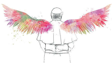 Papst mit Flügeln