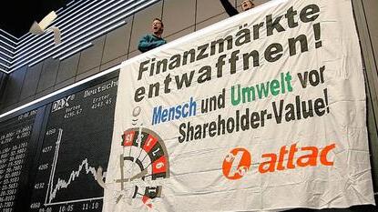 Attac-Aktion an Frankfurter Börse