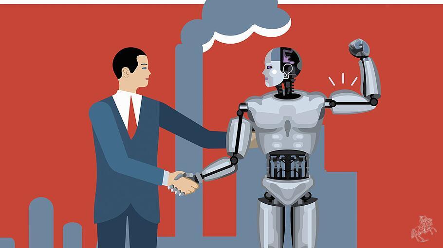 Geschäftsmann und Roboter