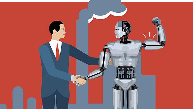 Geschäftsmann und Roboter