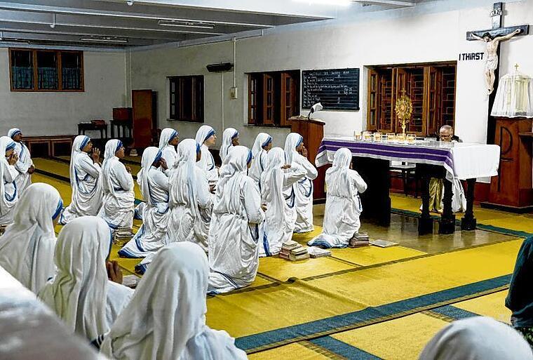 Eucharistic Adoration in the chapel of the Missionaries of Charity in Mother House in Kolkata, India