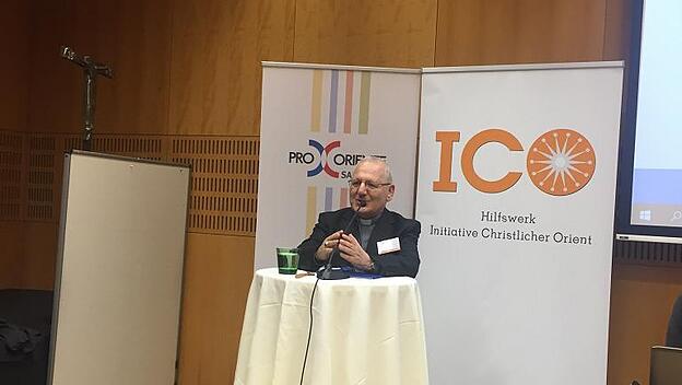 Patriarch Louis Raphael I. Sako bei seinem Vortrag in Salzburg.