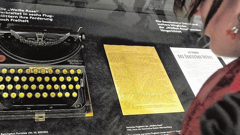 Schreibmaschine, auf der Matrizen für Flugblätter der Widerstandsgruppe "Weiße Rose" geschrieben wurden
