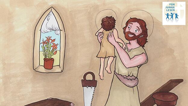 Der heilige Josef hält Jesus in seinen Händen