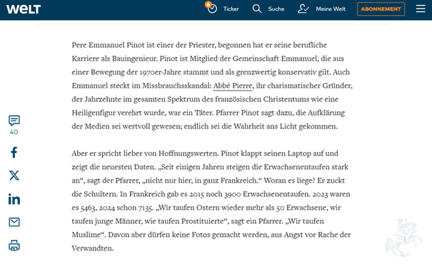 Screenshot aus "Welt"-Artikel