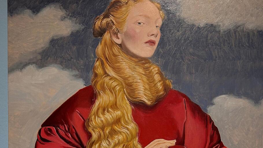 Nieves Gonz&aacute;lez, La sfida  (Die Herausforderung), 2025, &Ouml;l auf Leinwand, 116 &times; 81 cm,  Sammlung Andrea Dini