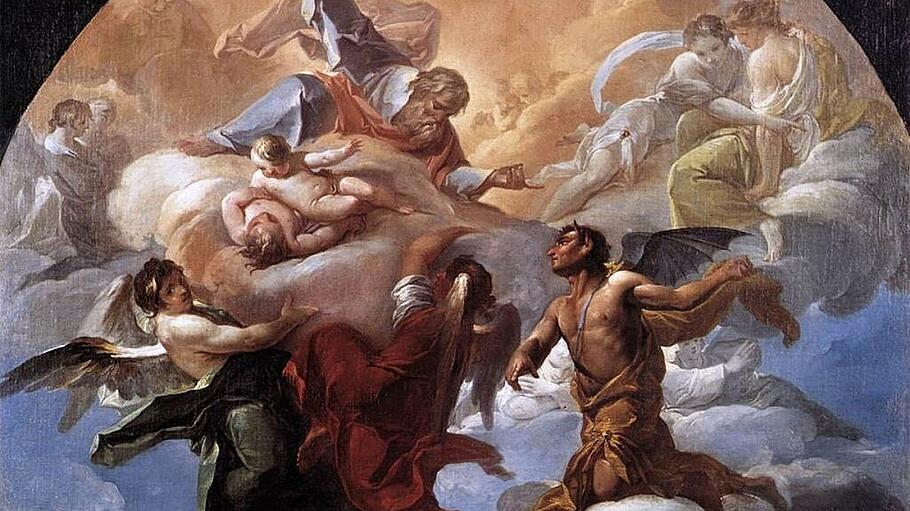 "Satan erscheint vor Gott", Sicht des Malers Corrado Giaquintos (um 1750)