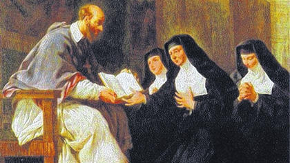 Franz von Sales übergibt den Schwestern der Heimsuchung Mariens ihre Ordensregeln