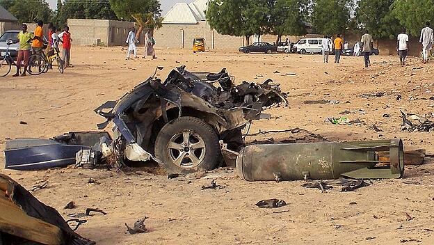 A view shows the damage at the site of an attack by Boko Haram militants in the northeast city of Maiduguri