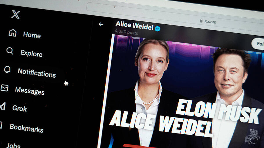 Symbolbild Alice Weidel und Elon Musk sprechen auf X