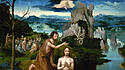 Johannes der Täufer tauft Jesus in der Wüste