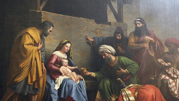 Geburtsszene, Anbetung der Heiligen Drei K&ouml;nige, Kirche Saint Etienne du Mont, Paris Nativity Scene, Adoration of the Ma