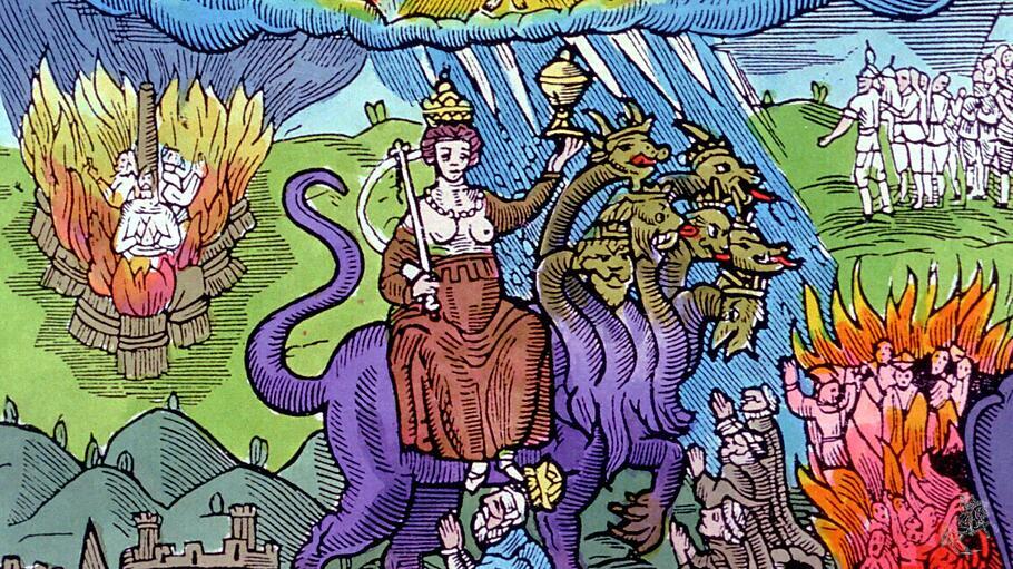 Die Hure Babylon, Bibelillustration aus dem 17. Jahrhundert