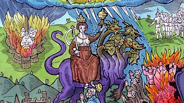 Die Hure Babylon, Bibelillustration aus dem 17. Jahrhundert