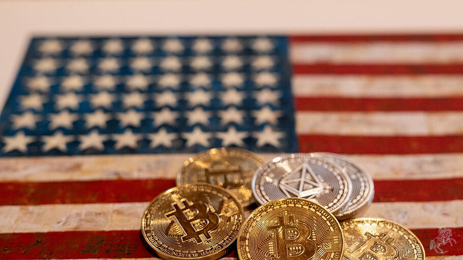 Kryptowährungen US-Flagge