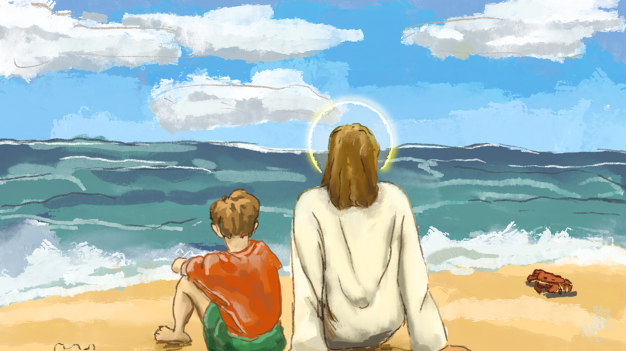 Mit Jesus am Strand