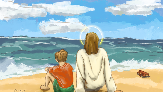 Mit Jesus am Strand