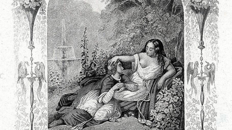 JEAN XI JEAN XI (910-935) et sa mere la belle MAROSIE (c.892-c.937) . Illustration de 1842 pour Histoire des Papes par M