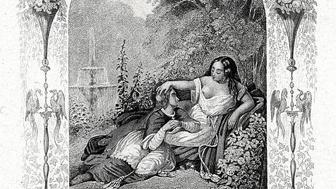JEAN XI JEAN XI (910-935) et sa mere la belle MAROSIE (c.892-c.937) . Illustration de 1842 pour Histoire des Papes par M