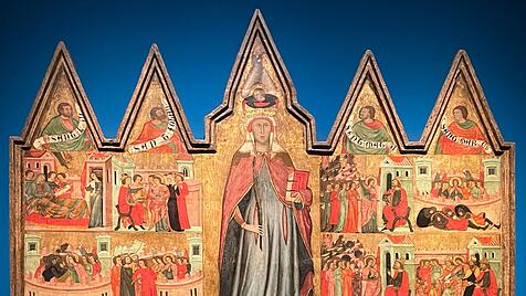 Joan Loert, 13./14. Jahrhundert; Altarbild der Heiligen Quiteria, 1332. Aus dem Krankenhaus des Heiligen Antonius, Palma von Mallorca. Museum von Mallorca. Spanien.