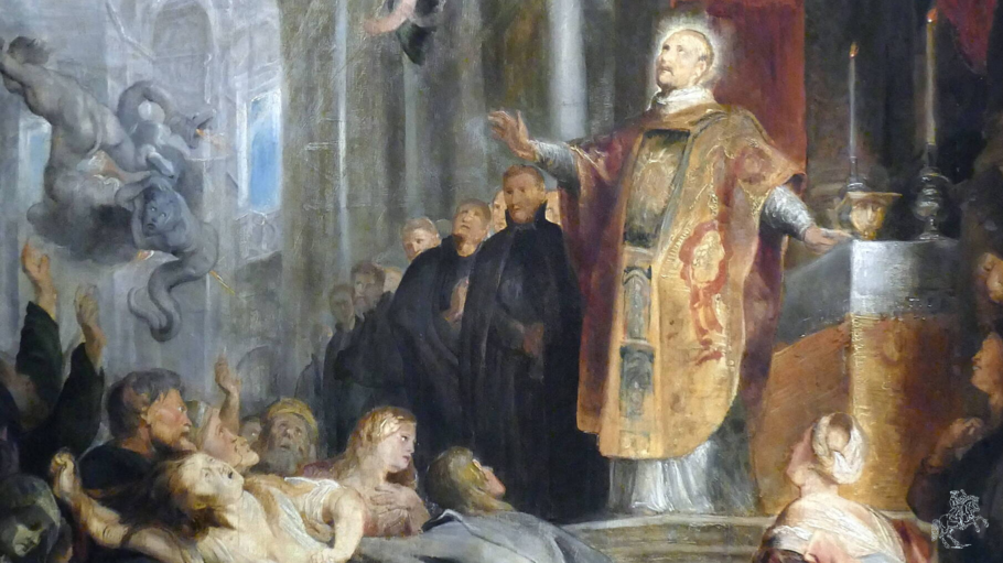 Ignatius von Loyola heilt Besessene. Detail eines Gemäldes von Peter Paul Rubens (1577-1640).