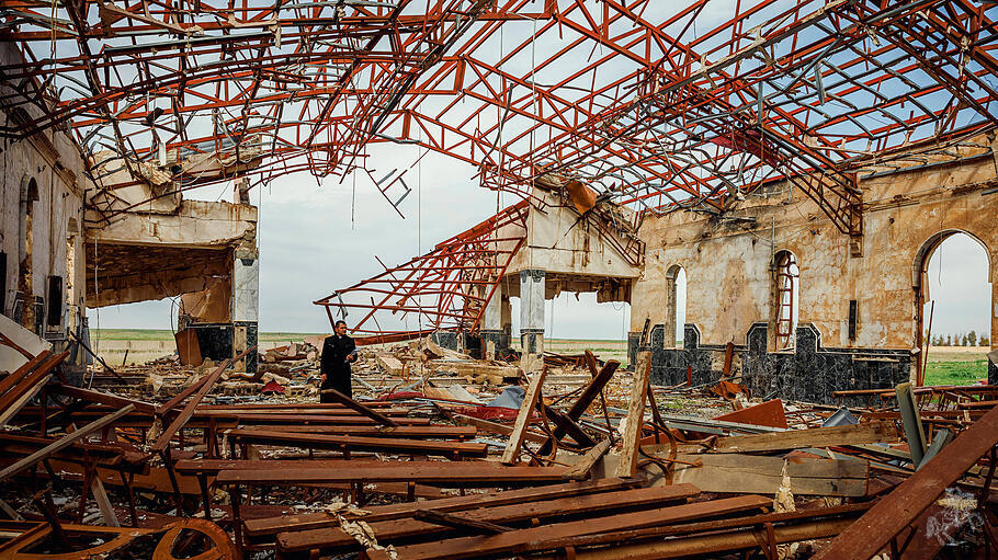 Zerst&ouml;rte Kirche im Irak