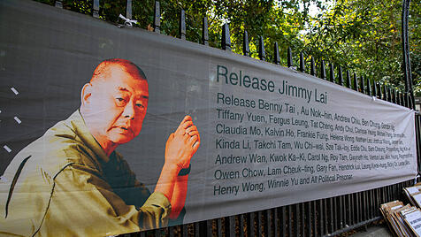 London, Jimmy-Lai-Plakat