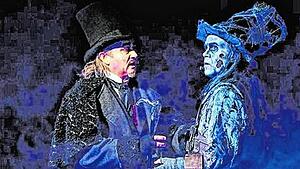 Charles Dickens' Weihnachtsfiguren Scrooge und Geist Marley.
