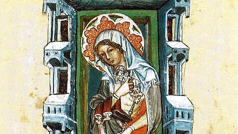 Die heilige Hedwig von Schlesien trägt in vielen Darstellungen ein Paar Schuhe über ihrem Arm.