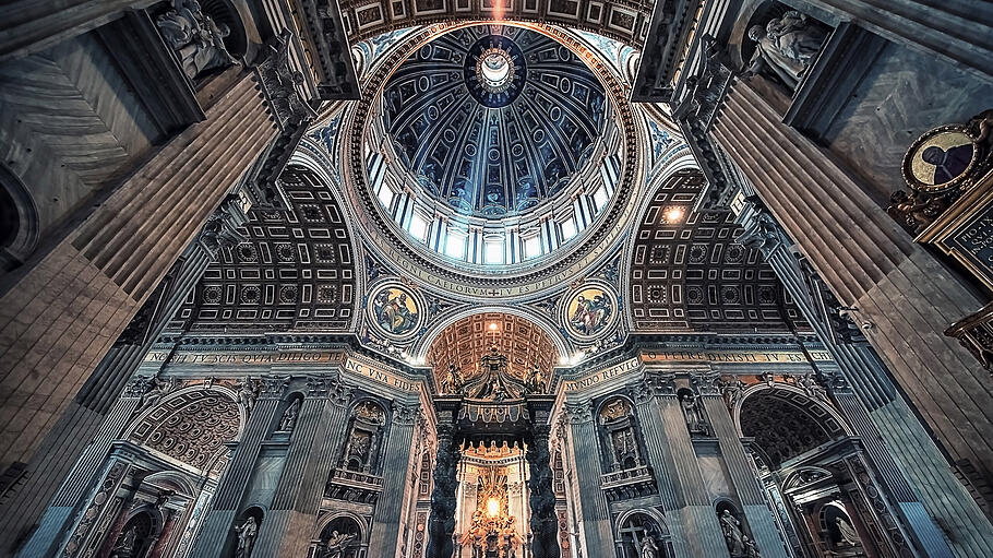 Inside the St Peter's basilica in the city of Vatican
