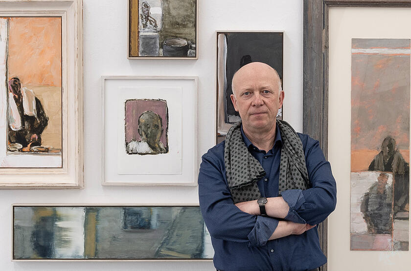 Michael Mohrs Bilder verbinden Gesehenes und Imagination. Landschaft und Figur bestimmen die Herleitung der Bildmotive.